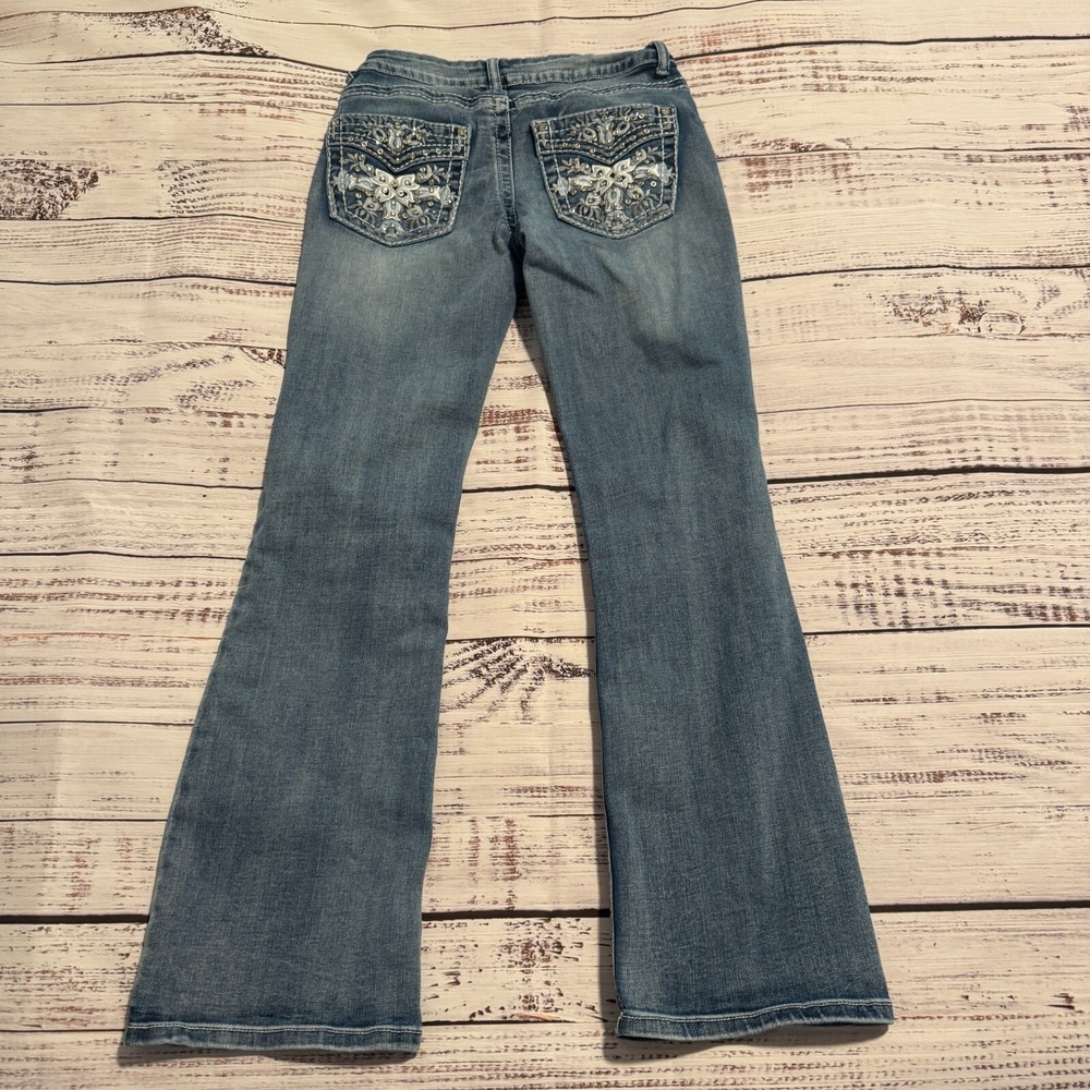 Telepatia Denim Jeans Light Wash Ankle Distressed Flair Womens 5/29 (Fits 27x28) - Picture 14 of 16